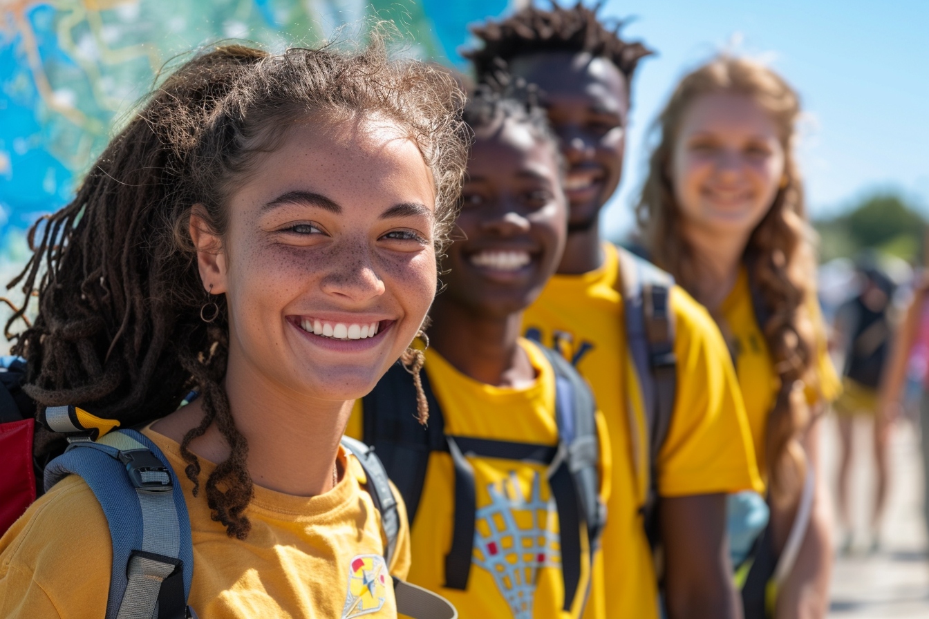 Jeunes volontaires organisant un voyage humanitaire à Metz, discutant des étapes essentielles et des conseils de terrain pour savoir comment faire un voyage humanitaire.